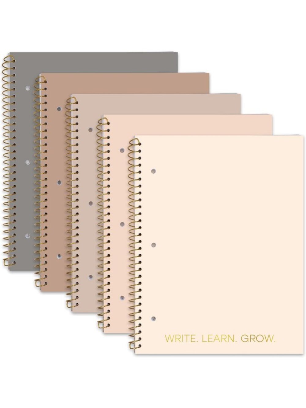 Gold Foil Spiral Notebooks Set of 5 | 140 Pages College Ruled Journals